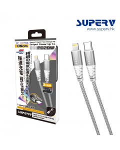 SUPERV USB-C TO LIGHTNING PD20W 快充充電線, 200CM, 白色