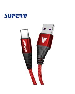 SUPERV USB TYPE C 3A 快充充電線, 20CM, 紅色