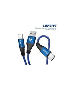 SuperV - USB Type C插頭3A藍色快充充電線200厘米 1件