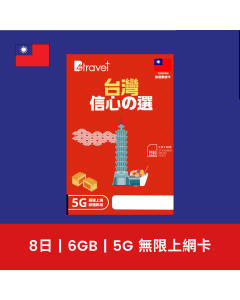 B4TRAVEL台灣8天無限上網卡