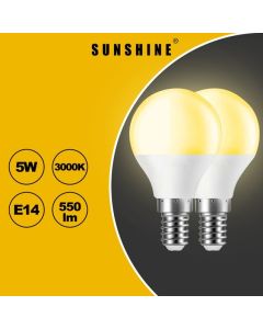 SUNSHINE - 5W E14細螺頭 LED球膽 LGT-5E14W-D (2合1套裝) - 黃光