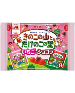 明治竹筍之里&蘑菇山朱古力餅-草莓味 92G