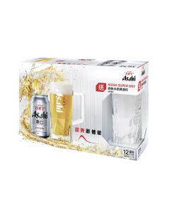 朝日Super Dry啤酒350毫升x12罐裝 (送經典手把啤酒杯一隻)