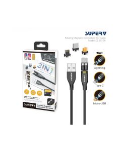 SuperV - 3合1黑色磁吸充電線 1件 