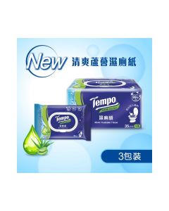 Tempo - Moist Flushable Tissue (Aloe Vera Flavour) 35pcsX3packs