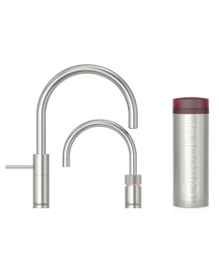 Quooker Nordic Round 一體式雙水龍頭 + PRO3 滾水水箱 (拉絲不鏽鋼)