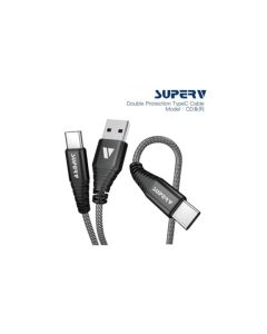 SuperV - USB Type C插頭3A黑色快充充電線200厘米 1件 