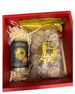(折實價)花膠兄弟禮盒 墨西哥罐頭清湯鮑魚12隻裝+原木白花菇300G